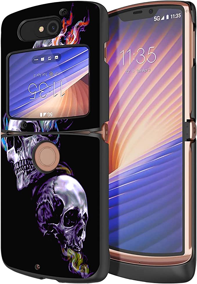 Moto Razr 5G Case,for Motorola Razr 5G Case,Ultra Slim Hard PC Shookproof Flip Protective Cover Case for Motorola Moto Razr 5G 2020,Skull