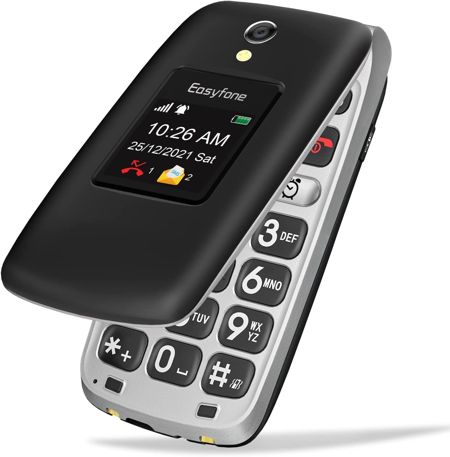 Easyfone Prime-A1 Pro 4G Unlocked Senior Flip Cell Phone, Easy-to-Use Big Button Hearing Aids Compatible Flip Mobile Phone with SOS Button, GPS and Charging Dock