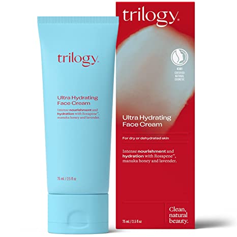 Trilogy Ultra Hydrating Face Cream, 2.5 Fl Oz - For Dry or Dehydrated Skin - Intense Nourishment and Hydration with Rosapene, Manuka Honey & Lavender