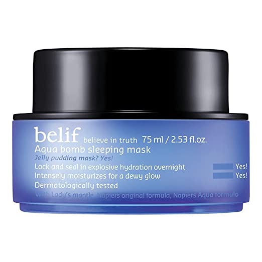 belif Aqua Bomb Sleeping Mask | Hydrating Herbs Rejuvenate, Soothe & Replensihe Fatigued Skin | Antioxidants & Anti-Inflammatory Moisturizing Face Mask | Pore Minimizing Facial Skincare | 2.53 Fl Oz