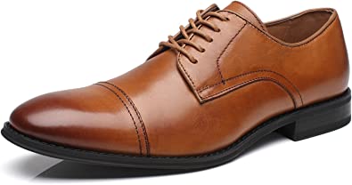 La Milano Mens Leather Updated Classic Cap Toe Oxfords Lace Dress Shoes