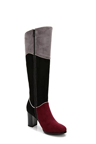 ANN CREEK Women's 'Manuel' Knee-high Patched Multi Colors Tall Faux Suede Heeled Riding Boots