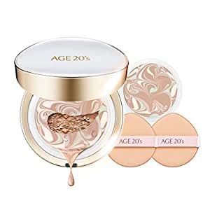 AGE 20’s Signature Long Stay Cushion Foundation, Sunscreen & Hydrating Natural Cover SPF 50+ Foundation Makeup BB & CC Cream Pact + Refill #21 Light Beige (0.49oz x 2ea)