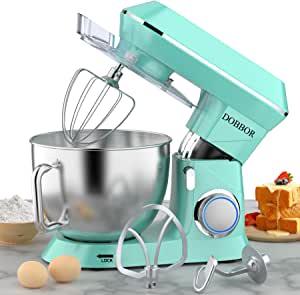 9.5QT Stand Mixer, DOBBOR 7 Speeds 660W Electric Kitchen Stand Mixer, Tilt-Head Food Mixer, Home Standing Mixer with Dough Hook, Whisk, Beater, Splash Guard & Mixing Bowl for Baking - Blue