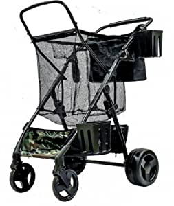 Strolee - Beach, Fishing and Camping Cart - Compact Collapsible Wagon - All-Terrain Oversized Wheels for Sand - Holds Chairs, Toys, Rods, Tent, Outdoor Tools - Rust Free Aluminum Frame - Camo