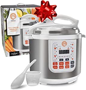 MasterChef 13-in-1 Pressure Cooker- 6 QT Electric Digital Instant MultiPot w 13 Programmable Functions- High and Low Pressure Slow Non-Stick Pot Cooking Warmer Options, LED Display, Delay Timer, Rice