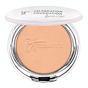 IT Cosmetics Celebration Foundation Illumination , Full-Coverage , Anti-Aging Powder Foundation - Blurs Pores , Wrinkles & Imperfections - 0 . 3 Oz Compact Tan (Warm Undertone)